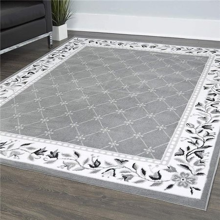 HOME DYNAMIX Home Dynamix 769924532379 1 ft. 9 in. x 7 ft. 2 in. Lyndhurst Sheraton Runner Area Border Rug - Gray & Ivory 769924532379